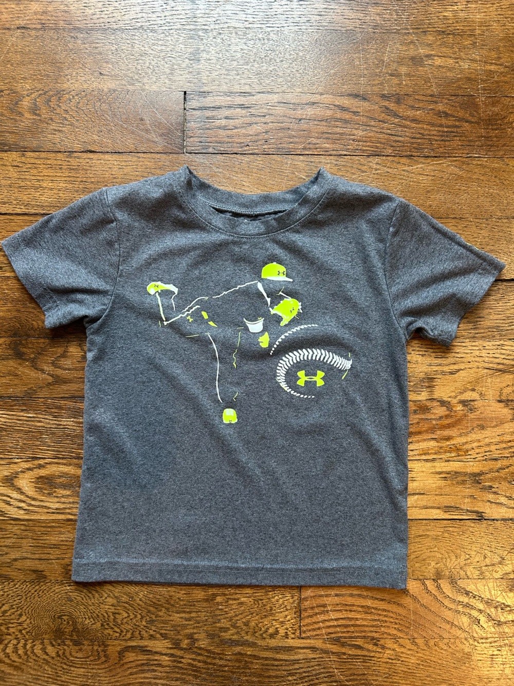 Under Armour Gray Short-Sleeve Tee with Neon Yellow Sports Graphic